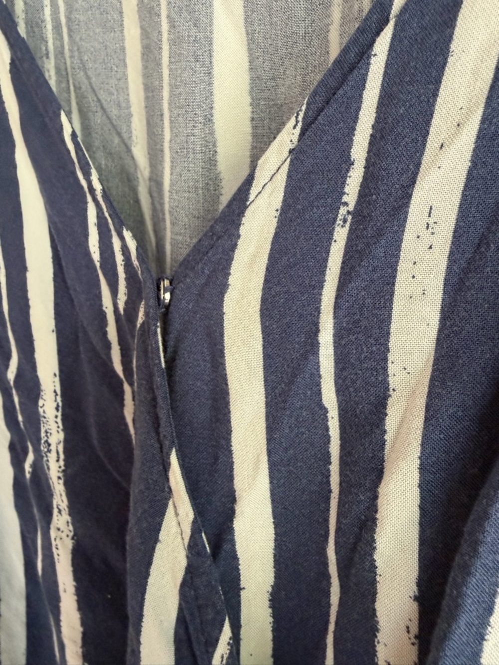 Naif Navy Blue and White Striped Wrap Front Belted Ruffle Dress Size L - Picture 4 of 7